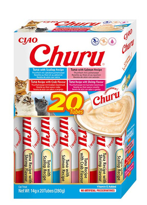 INABA Churu voor katten - mix van smaken met tonijn en zeevruchten 20x14g