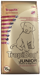 Tropidog Super Premium Junior Medium & Large Breed met Kalkoen, Zalm & Eieren 15kg
