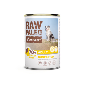 Vetexpert Raw Paleo Adult Kalkoen&Varkensvlees 400g - kalkoen met varkensvlees blikje