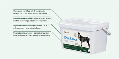 Lab-v EquiJunior - Aanvullend diervoeder voor veulens ter ondersteuning van de groei, ontwikkeling en juiste voeding van jonge paarden en pony's 2kg