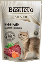 Basttet'o Silver Runderpaté voor katten 4x85g (zakje)( 3+1 GRATIS)