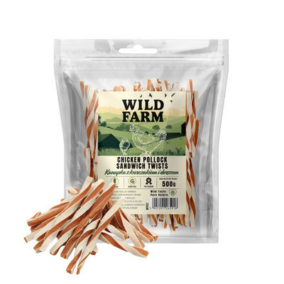 WILD FARM kip en kabeljauw sandwich 500g hondensnoepjes