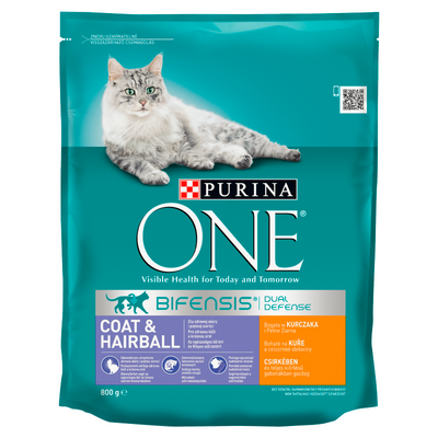 Purina One Cat Coat & Hairball Chicken Food voor katten 800g