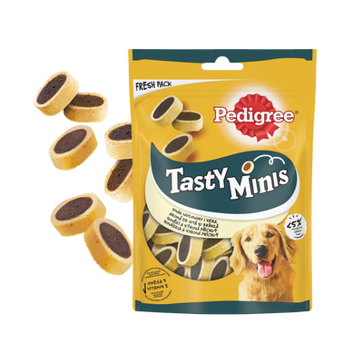 Pedigree Tasty Minis Rund & Kaas 140g