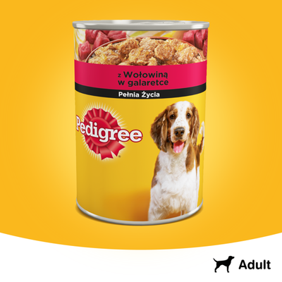 Pedigree Natvoer voor Volwassen Honden met Rundvlees Jellied Blik 12x400g