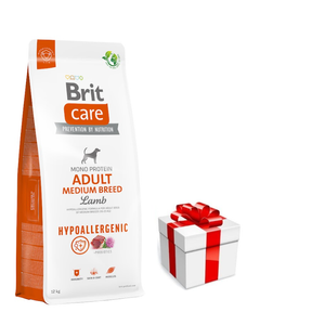 BRIT CARE Hond Hypoallergeen Volwassen Middelgroot Lamsvlees 12kg + GRATIS een verrassing voor je hond!