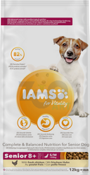 IAMS-Dry voeding voor vitaliteit voor senior kleine en middelgrote honden, met verse kip 12kg