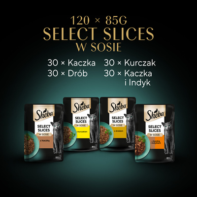 SHEBA Selection Select Slices Gevogelte Smaakzakjes 120x85 g + VERRASSING VOOR DE KAT
