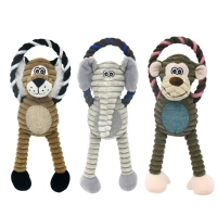 NUXIE® Hond/kat pluche speeltje met pieper (tijger/olifant/aap)