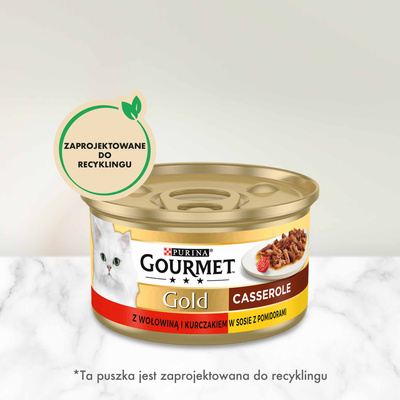 Purina Gourmet Gold met Rundvlees en Kip in Tomatensaus 85g