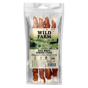 WILD FARM Lange runderhuidstick met eend 28cm 320g hondensnacks