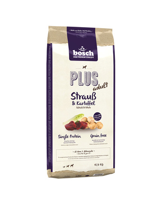 BOSCH Plus Adult Struisvogel & Aardappelen 12,5kg + GRATIS een verrassing voor je hond!