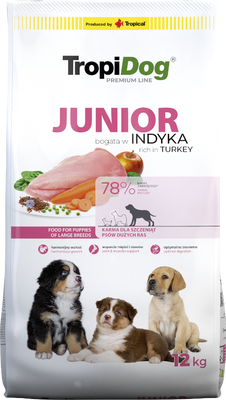 Tropidog Premium Junior Kalkoen met Rijst 12kg