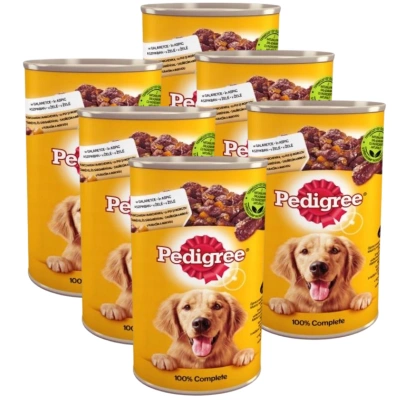 PEDIGREE Adult blik 6x1200g - volledig natvoer voor volwassen honden, met kip in gelei