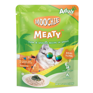 MOOCHIE Tuna & Wakame In Gravy 70g natvoer voor katten (tonijn en wakame-zeewier in saus)