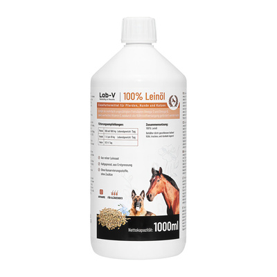 LAB-V Lijnzaadolie Leinöl voor paarden, honden en katten 1000ml