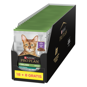 Purina Pro Plan Gesteriliseerd met eend voor katten 26x85g (18+8 GRATIS)