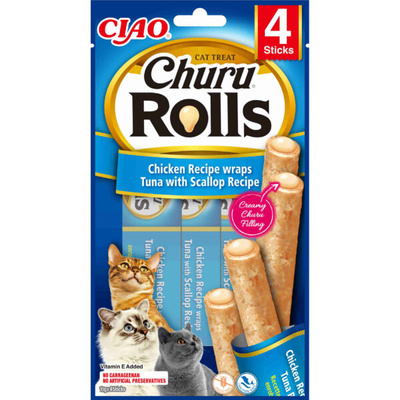 INABA Churu Rolls voor Katten - Tonijn met Sint-Jakobsschelpen 4x10g