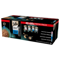  SHEBA Sauce Collection Fish Flavours Sachets 40x85 g + VERRASSING VOOR DE KAT