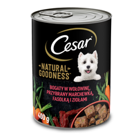 Cesar Natural Goodness Rundvlees rijk, gegarneerd met wortelen, bonen en kruiden 400g