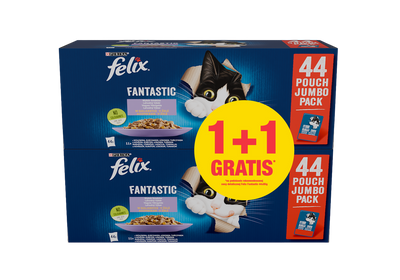 Felix in gelei MEAT MIX zakje 44x85g 1 +1 GRATIS