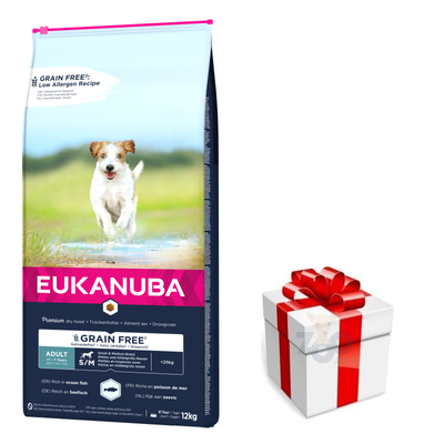 Eukanuba Adult Small&Medium Graanvrije Zalm 12kg + GRATIS een verrassing voor je hond!