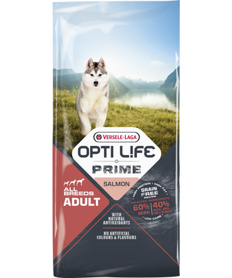 Versele-Laga Opti Life Prime Adult Salmon Graanvrije voeding voor volwassen honden met zalm 12,5 kg