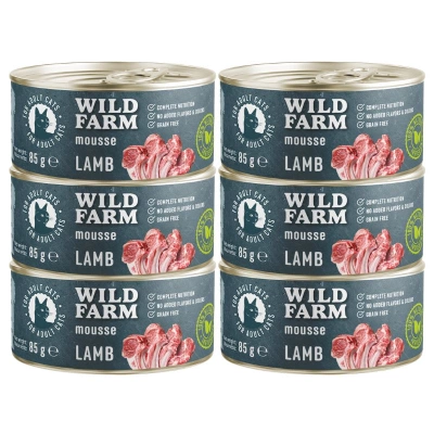 WILD FARM Mousse Lam 6x80g - graanvrije mousse voor katten