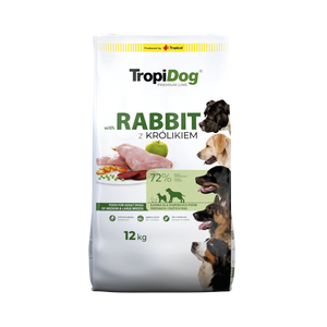 TROPIDOG Premium Adult middelgrote & grote rassen rijk aan konijn en rijst 12kg