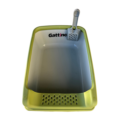 Groene kattenbak met peddel 20cm x 35xm x 50cm