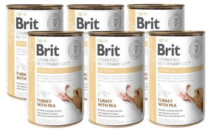 Brit Grain Free Veterinary Diet Hepatic met Kalkoen en Erwten 6x400g