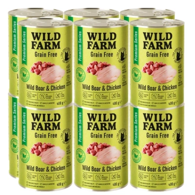 WILD FARM Premium Graanvrij Wild Zwijn en Kip 12x400g - graanvrij kattenvoer