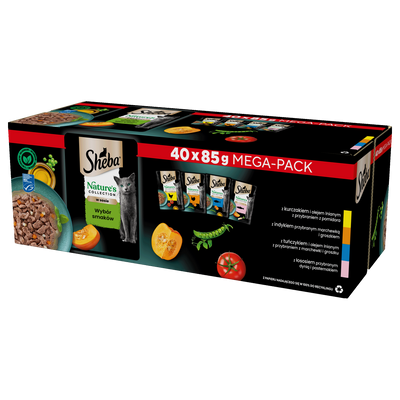 SHEBA Nature's Collection Flavour Selection 40x85 g - Complete natte voeding voor volwassen katten, in saus