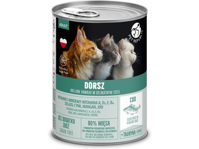 PetRepublic stukjes in saus met kabeljauw 6x400g voor katten + PetRepublic stukjes in saus met kalkoen 6x400g voor katten