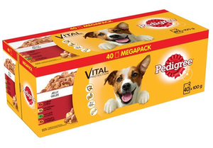 Pedigree Natvoer Jellied Adult Hondenvoer Gemengde Smaken (Rund, Kip, Lam, Gevogelte) 40x100g
