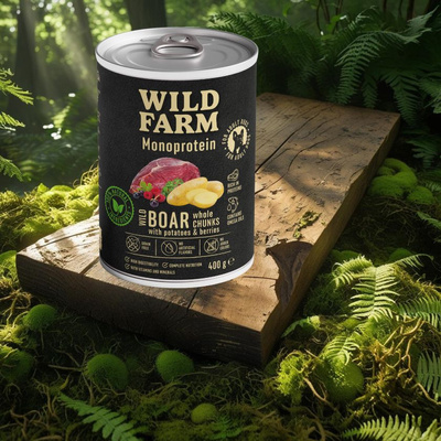 Wild Farm Monoprotein Wild Zwijn 6x400g hypoallergeen hondenvoer