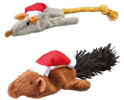Trixie Pluche Kerst Mascotte Set - Muis en Eekhoorn voor Kat