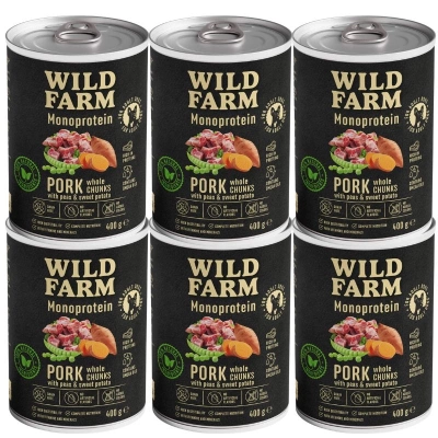 Wild Farm Monoprotein Varkensvlees 6x400g hypoallergeen hondenvoer
