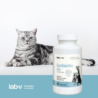 LAB-V Synbiotic Vet - ondersteuning van de gastro-intestinale gezondheid en darmflora voor honden en katten 90 capsules