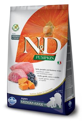 Farmina N&D Pumpkin Grain Free Canine Puppy Medium&Maxi Lamb&Blueberry 2x12kg