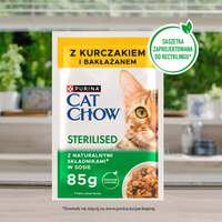 CAT CHOW Gesteriliseerd Kattenvoer met Kip en Aubergine in Saus 85g - 20 SIZEN + 6 GRATIS !!!
