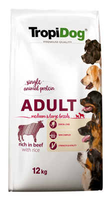 Tropidog Premium Adult Medium & Large Breed Beef & Rice 12kg 