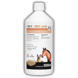 LAB-V Lijnzaadolie Leinöl voor paarden, honden en katten 1000ml