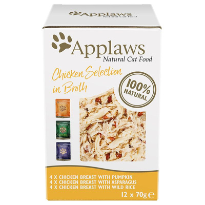 Applaws Kattenblik Multipack Kip Collectie in Bouillon 12x70g
