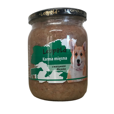 Leopold vleesvoeding met groenten voor honden 500g (pot)