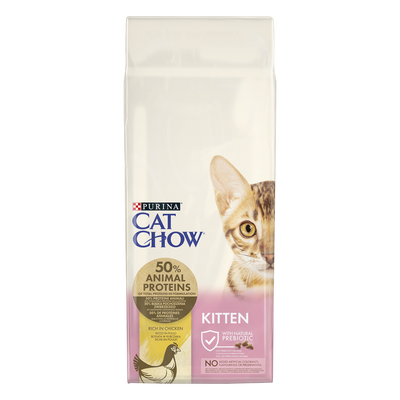 Purina Cat Chow Kitten Chicken 15kg + Groominghandschoen - Cat Chow gratis