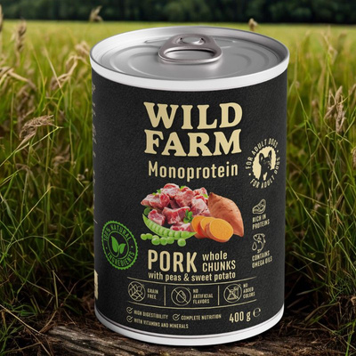 Wild Farm Monoprotein Varkensvlees 6x400g hypoallergeen hondenvoer
