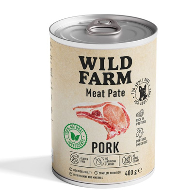 Wild Farm Pate Varkensvlees 6x400g glutenvrij hondenvoer