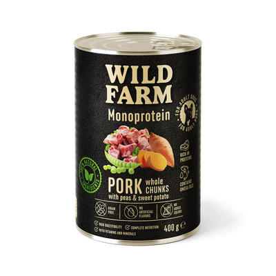Wild Farm Monoprotein Varkensvlees 400g hypoallergeen hondenvoer