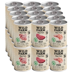 Wild Farm Pate Rund 30x400g glutenvrij hondenvoer MIX